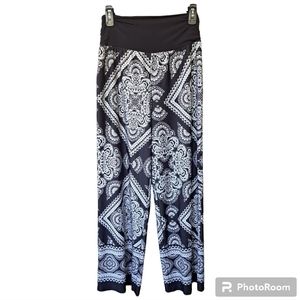 ALYX Black & White Silky Flowy Wide Leg Pilazzo Pants Size L